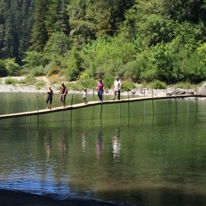 Foot Bridge over the beautiful clear water in the redwoods