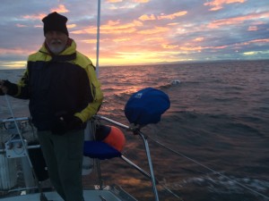 Hartley at sunset in the Strait of San juan de Fuca